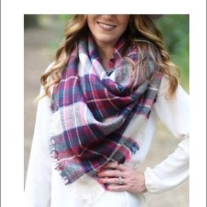 Plaid Fringe Blanket Scarf